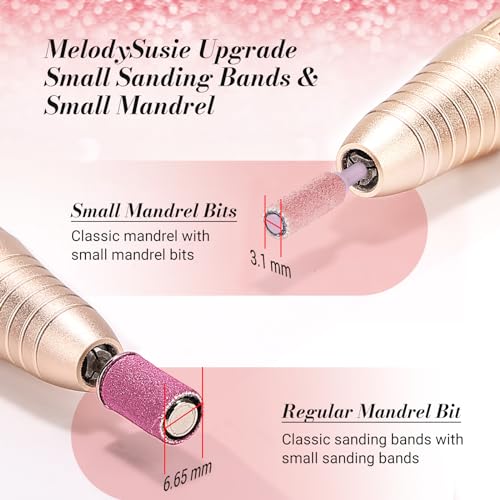 MelodySusie 50 Pcs 180 Grit Pink Nail Drill Bits with Mandrel