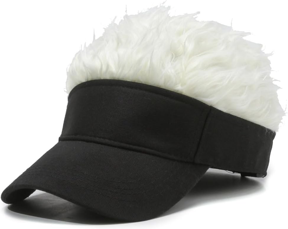 Novelty Hair Visor Sun Cap - Spiked Hair Baseball Hat for Fun Outdoor Style