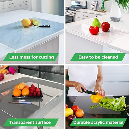 Acrylic Cutting Board with Counter Lip - Non-Slip & Durable 16x12
