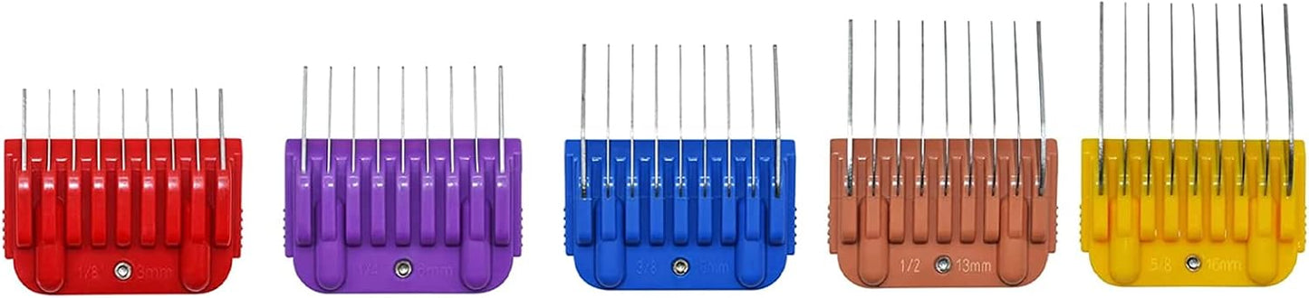 Animal Stainless Steel Guide Comb Set - 8 Colors, 1/8" to 1" (3-25mm) | Compatible with Andis, Oster, Wahl Clipper Blades