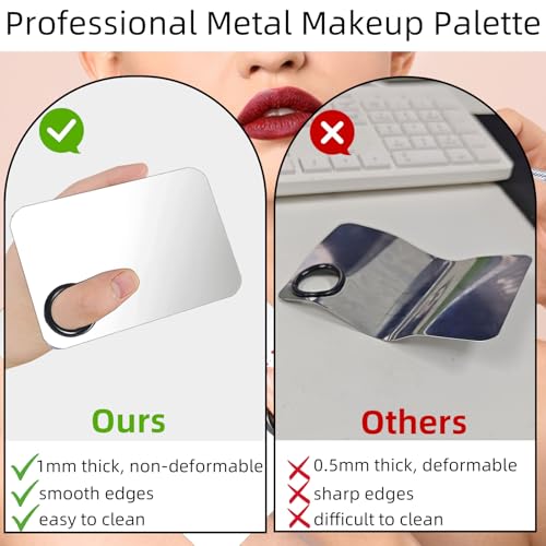 Stainless Steel Makeup Mixing Palette Set - 2 Sizes with Spatula