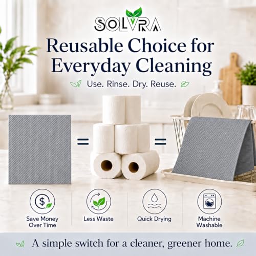 10 Grey Swedish Dishcloths - Ultra Absorbent & Eco-Friendly