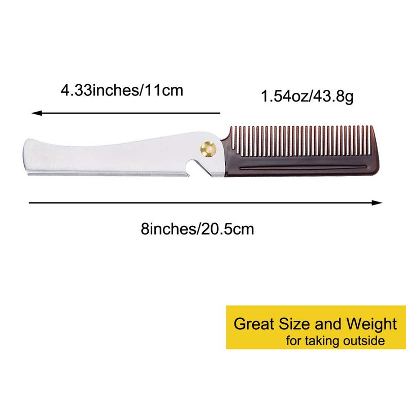 Stainless Steel Folding Comb, Pocket Comb for Men and Women, Silver