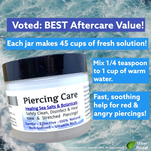 Urban ReLeaf Piercing Care Soothing Sea Salt & Botanical Aftercare - 1 (3 Ounce) - Gentle Healing for New & Stretched Piercings