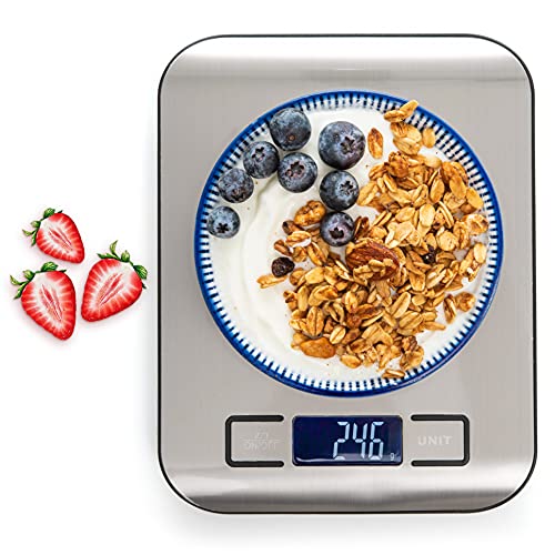 Moss & Stone Digital Kitchen Scale - Multifunction Stainless Steel Food Scale, 11 Lbs Capacity, LCD Display