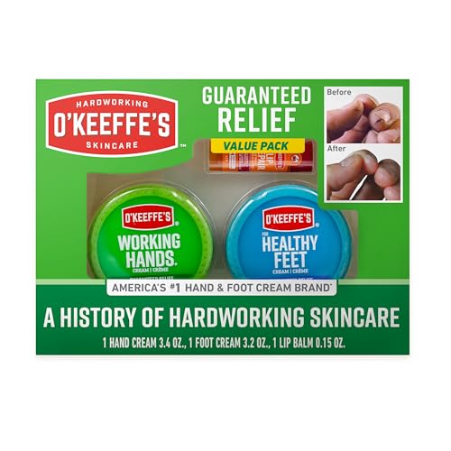 O'Keeffe's Giftbox Including Lip Repair with Cherry and Vitamin E Oil Stick, Working Hands Jar and Healthy Feet Jar, Gift Idea for Moms, Fathers, Caretakers, and More