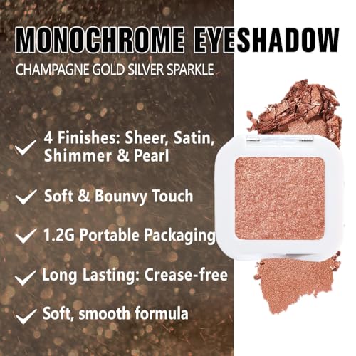 evpct Champagne Gold Glitter Eyeshadow Palette - High Pigment Cream Shades