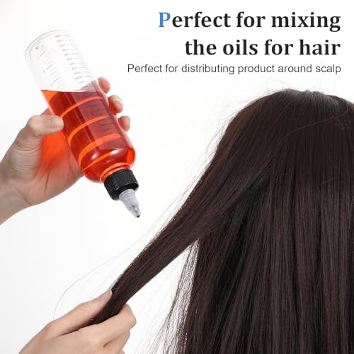 SynHHergyx 2 Pack 8.5oz Hair Oil Applicator Bottles with Precise Measurement