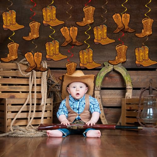 Cowboy Themed Hanging Swirl Decorations - 60 PCS Rodeo Party Supplies