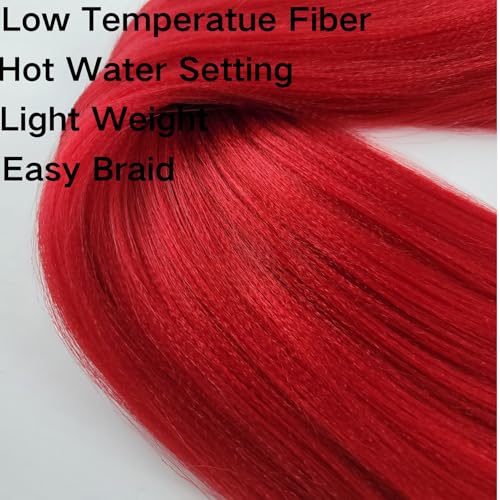 Leticia Bright Red Pre-Stretched Curly Braiding Hair 26 Inch Pack of 5 for Boho Styles