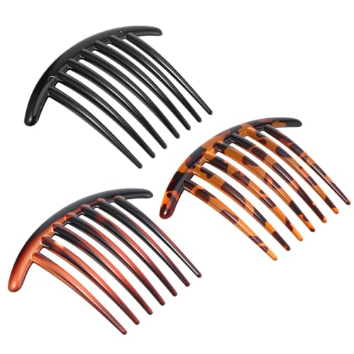 Ymapinc 7-Tooth French Hair Comb Set 3pcs - Elegant Plastic Side Combs with Variation 4.06 x 3.31 x 0.67 inches