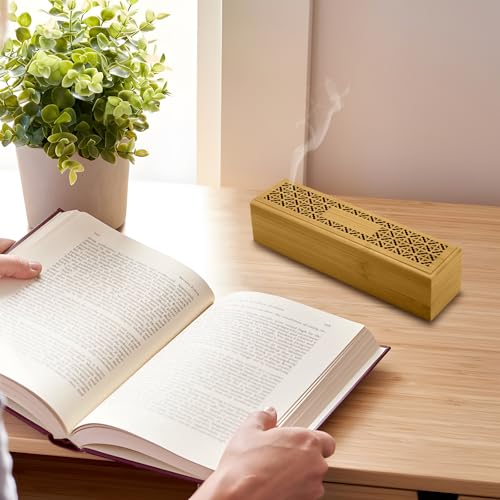 Wooden Incense Holder with Storage - Dual-Compartment Ash Catcher