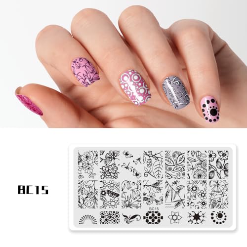 10-Piece Nail Art Stamping Plate Set with Stamper and Holder
