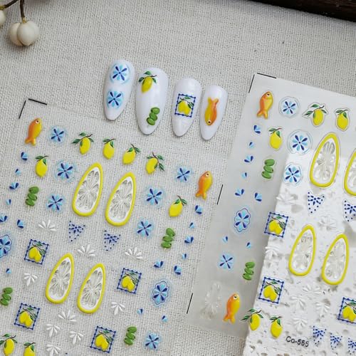Bohemia Lemon Nail Stickers - Self-Adhesive Summer Nail Art Decals