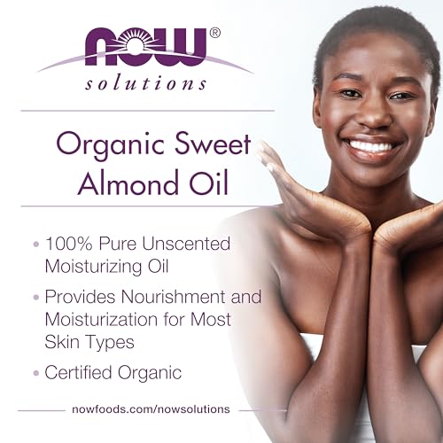 NOW Foods Organic Sweet Almond Oil, 100% Pure Moisturizing Skin Care, 8 oz