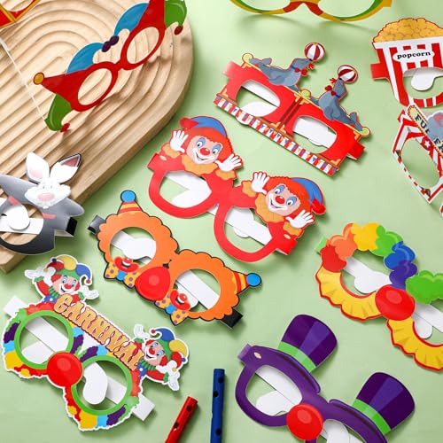 24 Pcs Circus Clown Glasses - Fun Party Favors for Birthdays
