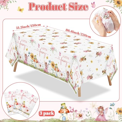 Fairy Birthday Tablecloths - 3 Pack Floral Party Covers