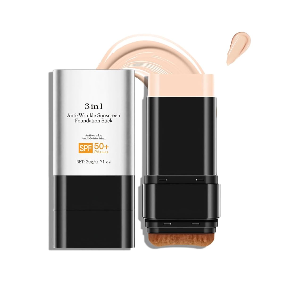 Luxury Anti-Wrinkle Foundation Stick SPF 50+ - Hydrating Matte Formula | Travel Size, 2 PCS (Medium)