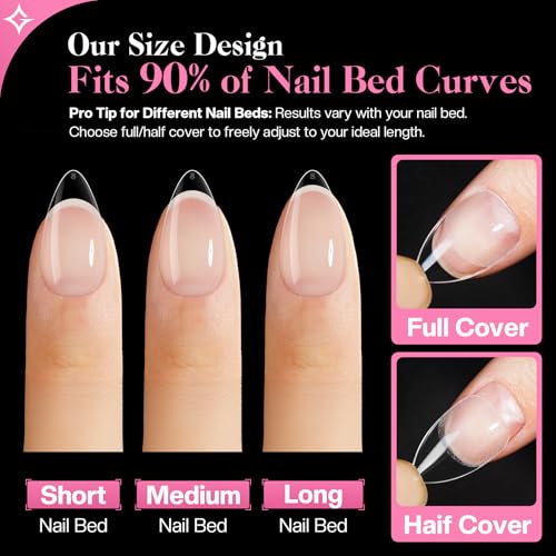 Glamonade 312pcs Short Almond Gel Nail Tips - Professional Press On Extensions
