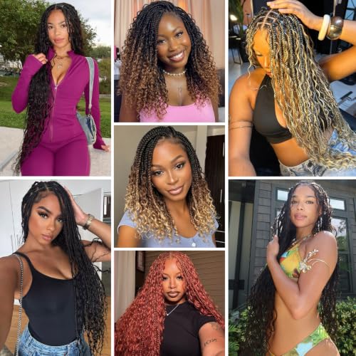 COOKOO 12 Inch Goddess Box Braids Crochet Hair - 8 Pack Pre-Looped Boho