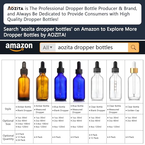 12 Pack 2 oz Glass Eye Dropper Bottles with Funnels and Labels