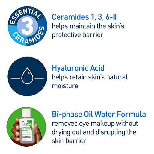 CeraVe Eye Makeup Remover with Hyaluronic Acid, 4 Oz - Gentle & Non-Greasy