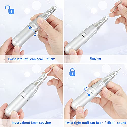 JEWHITENY Portable Electric Nail Drill 35000 RPM - Silver Manicure Kit