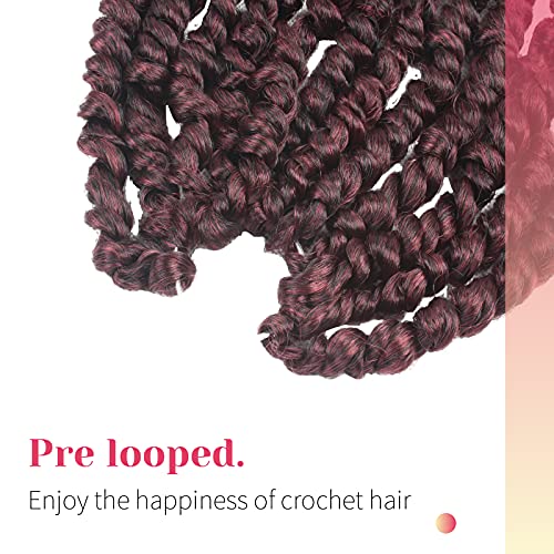 BOHOBABE 18-Inch Passion Twist Crochet Hair - 8 Packs Pre-Looped Braids