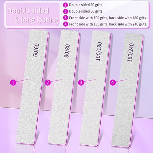 80/80 Grit Nail Files - 50pcs Coarse Square Emery Boards for Acrylic Nails