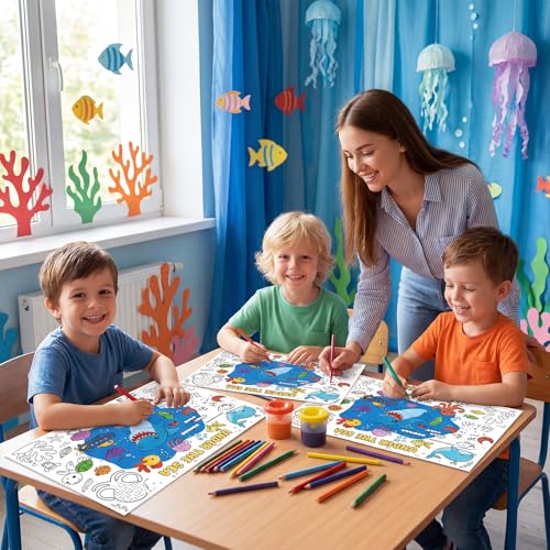 45 Under The Sea Disposable Coloring Placemats for Kids