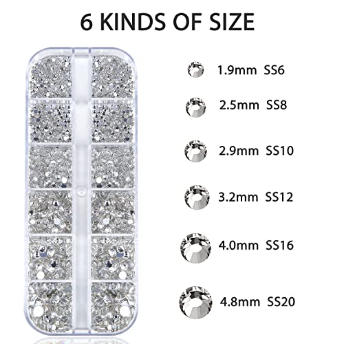 HUETFAT Crystal Clear Nail Art Rhinestones Kit 2400pcs with Storage Organizer & Tools