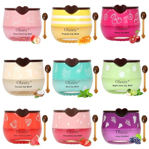 9PCS Bee Lip Balm Set - Moisturizing Honey Pot with Applicator Stick