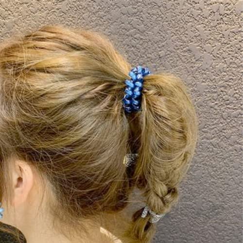 6 Pcs Matte Blue Spiral Hair Ties - Traceless Ponytail Holders for All Hair Types