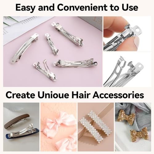 20 Pack Silver Metal French Hair Clips for DIY Crafts & Styling - 2 Sizes