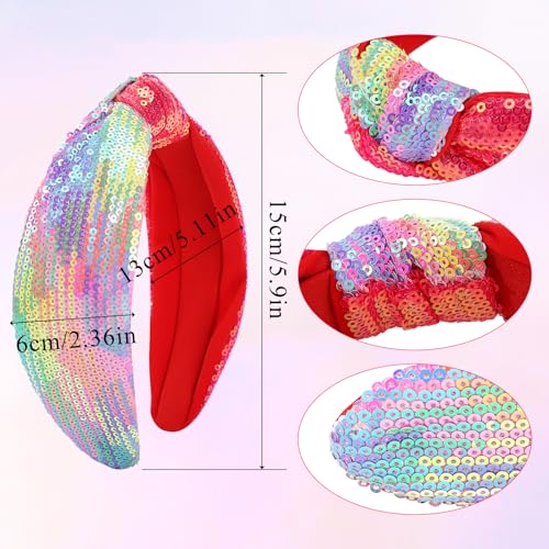 Fishdown Rainbow Sequin Knotted Headbands 4pcs Multicolor E for Girls & Women