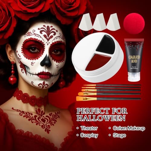 Afflano Halloween Face Paint Kit 11Pcs for Clown Vampire Zombie Cosplay