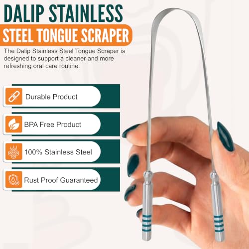 Advanced Tongue Scraper Pack of 2 with Green Handles & Travel Cases - Reusable Oral Hygiene Tool