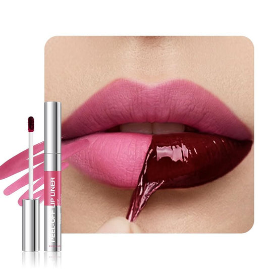 Peel Off Matte Liquid Lip Gloss Stain-Lip Liner, Purplish-Red Tattoo Peel Off Lip Stain, Long Lasting & Waterproof Lipstick Tattoo, Transfer-Proof Lip Gloss for All Skin Types, 02#Purplish-Red