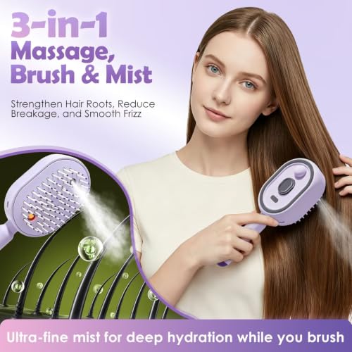 Cushry Electric Spray Air Cushion Massage Comb - Purple Hair Brush