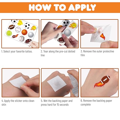 60 PCS Sports Ball Temporary Tattoos for Kids - Birthday Party Favors