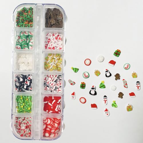 LOPURO Christmas Nail Art Slices 3D Polymer Clay Mini Decorations for DIY Nails