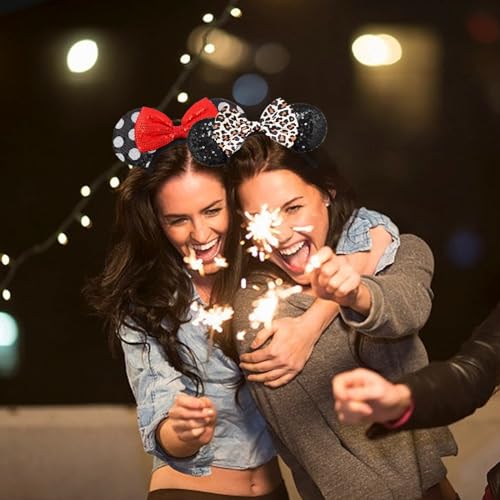 Shiny Mouse Ears Headband for Parties - Black Bows (2 Pack)