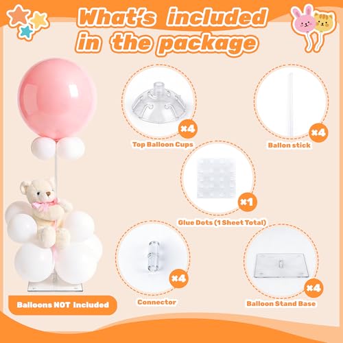 JOYYPOP Adjustable Balloon Stands - 4 Set for Table Centerpieces