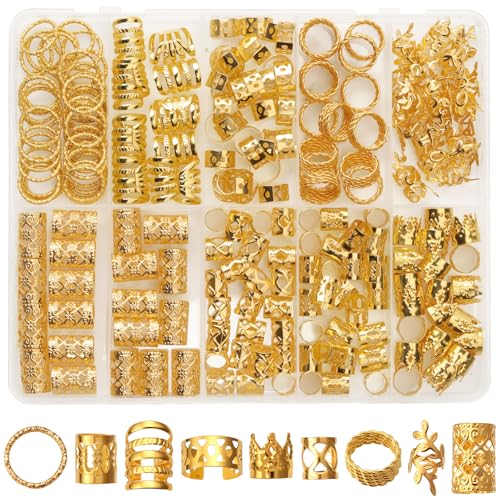 220Pcs Gold Hair Jewelry for Dreadlocks & Braids - CPOXITI