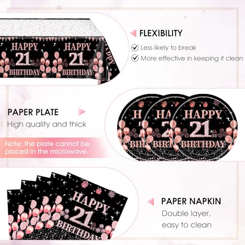 Rose Gold 21st Birthday Party Supplies Set for 20 Guests
