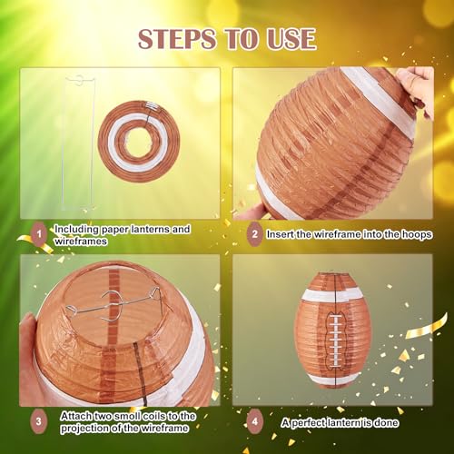 Football Paper Lanterns - 3 Pack 12" Sports Party Decor