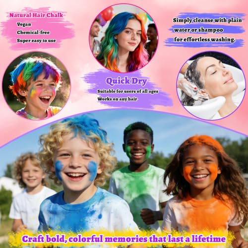 HULYHDP 10-Color Washable Temporary Hair Chalk for Kids & Adults, Safe & Non-Toxic, Perfect for Parties & Cosplay