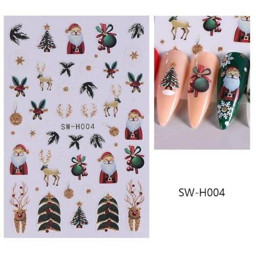 Gold Christmas Nail Stickers Set - Self-Adhesive Winter Holiday Nail Decals for Women