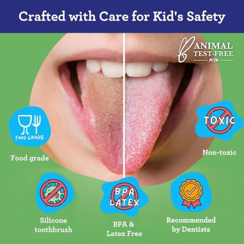 Kids Tongue Scraper Stainless Steel 2-Pack with Travel Case - Gentle Oral Hygiene