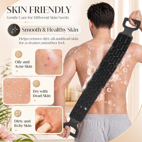Manmihealth Silicone Back Scrubber for Shower, Dual-Sided Exfoliator